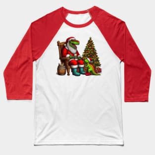 Dinosaur Christmas Baseball T-Shirt